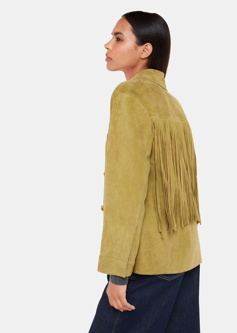 Whistles Lani Tassel Suede Jacket Neutral | US-87190BJVQ