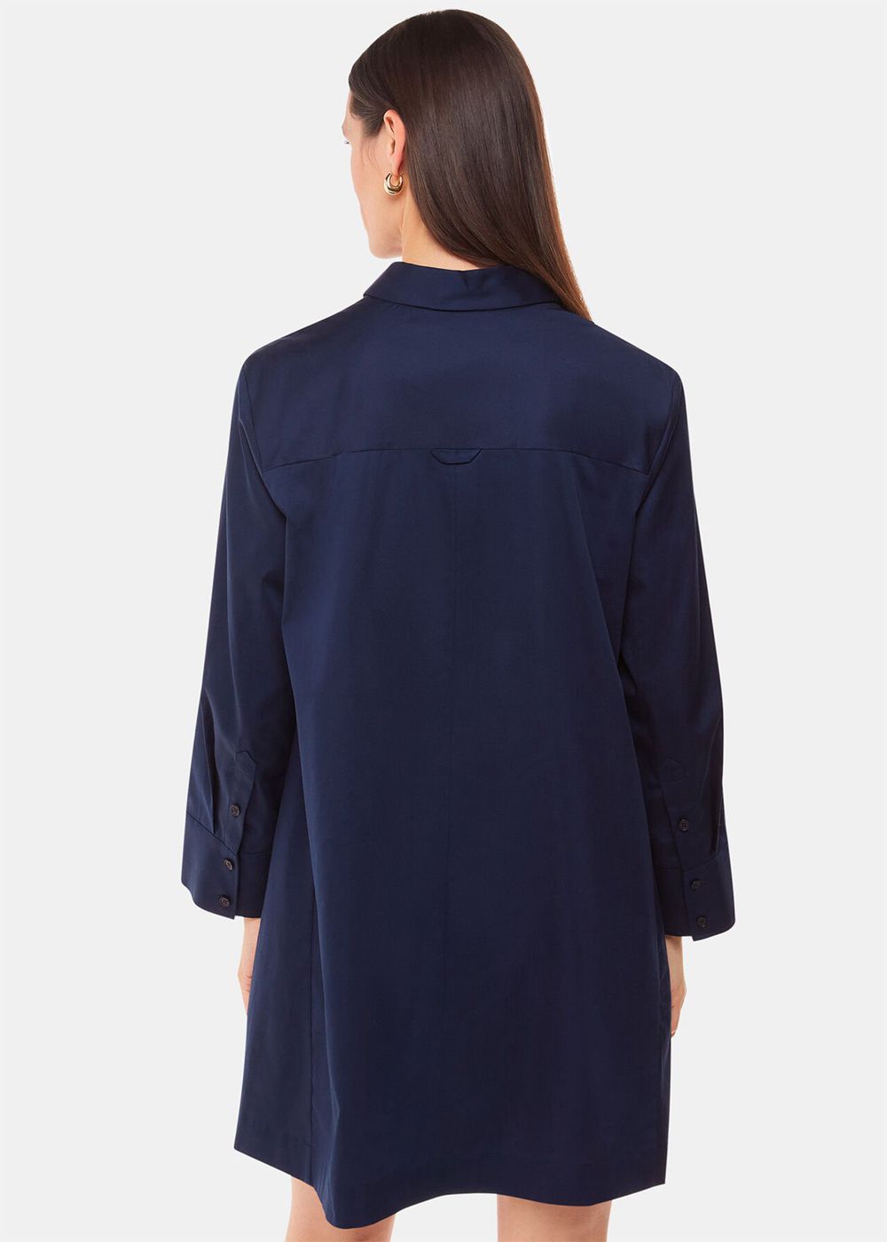 Whistles Lara Cotton Shirt Dress Navy | US-63957NPGD