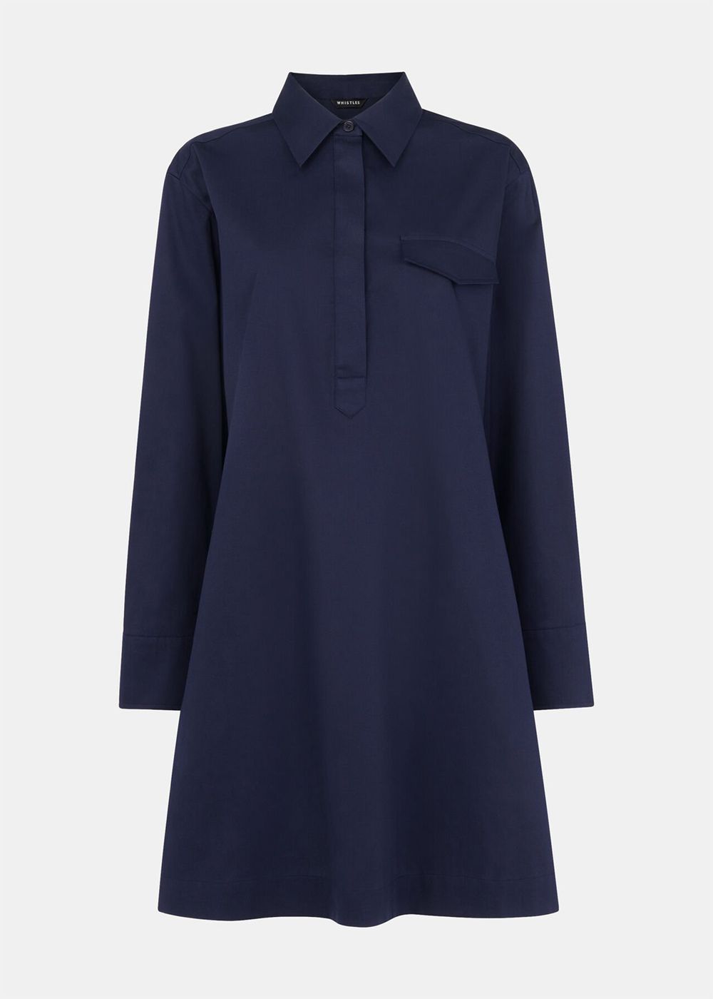 Whistles Lara Cotton Shirt Dress Navy | US-63957NPGD