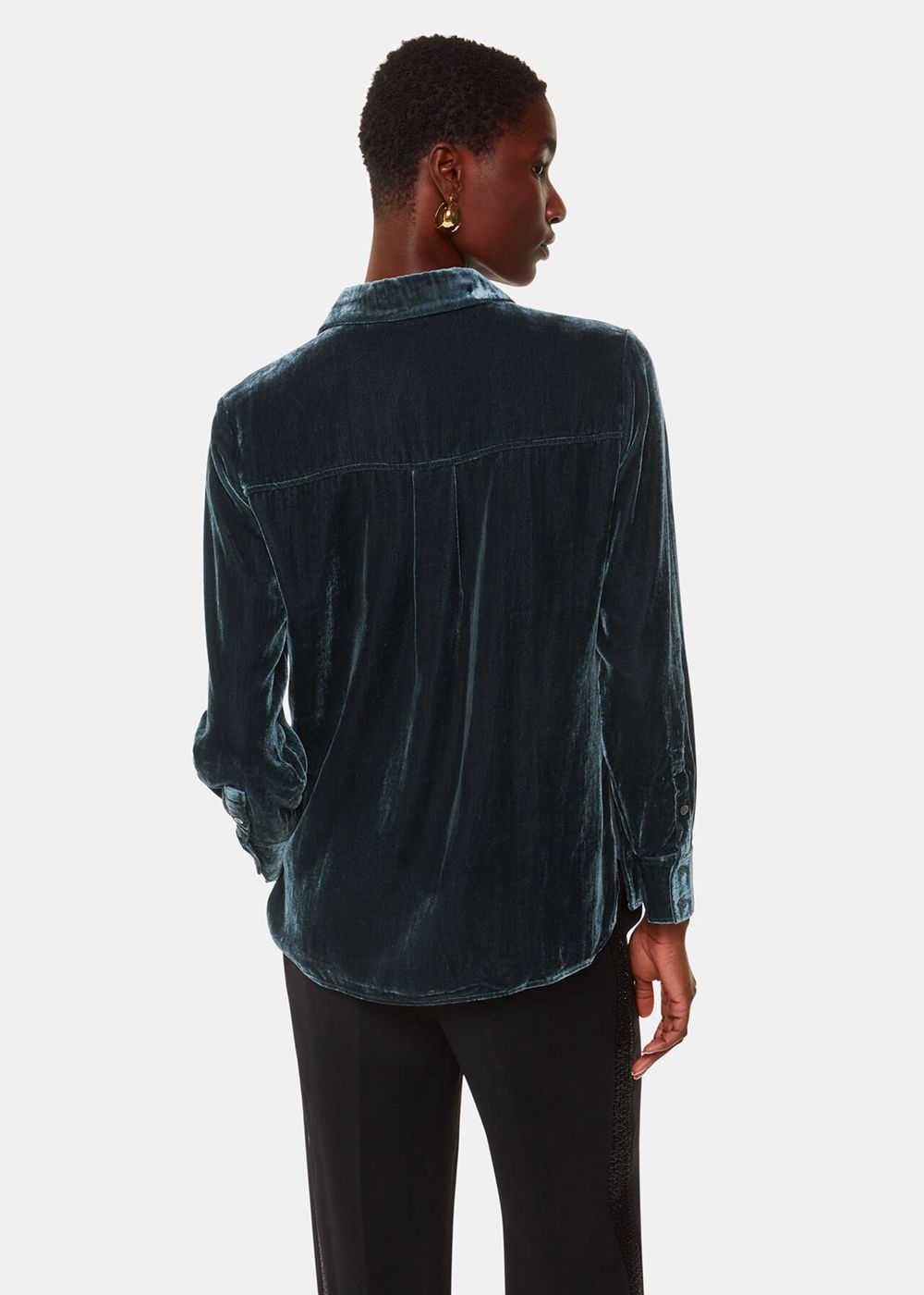 Whistles Lara Velvet Shirts Dark Green | US-38157SLVI