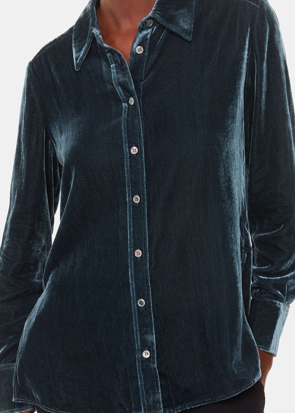 Whistles Lara Velvet Shirts Dark Green | US-38157SLVI