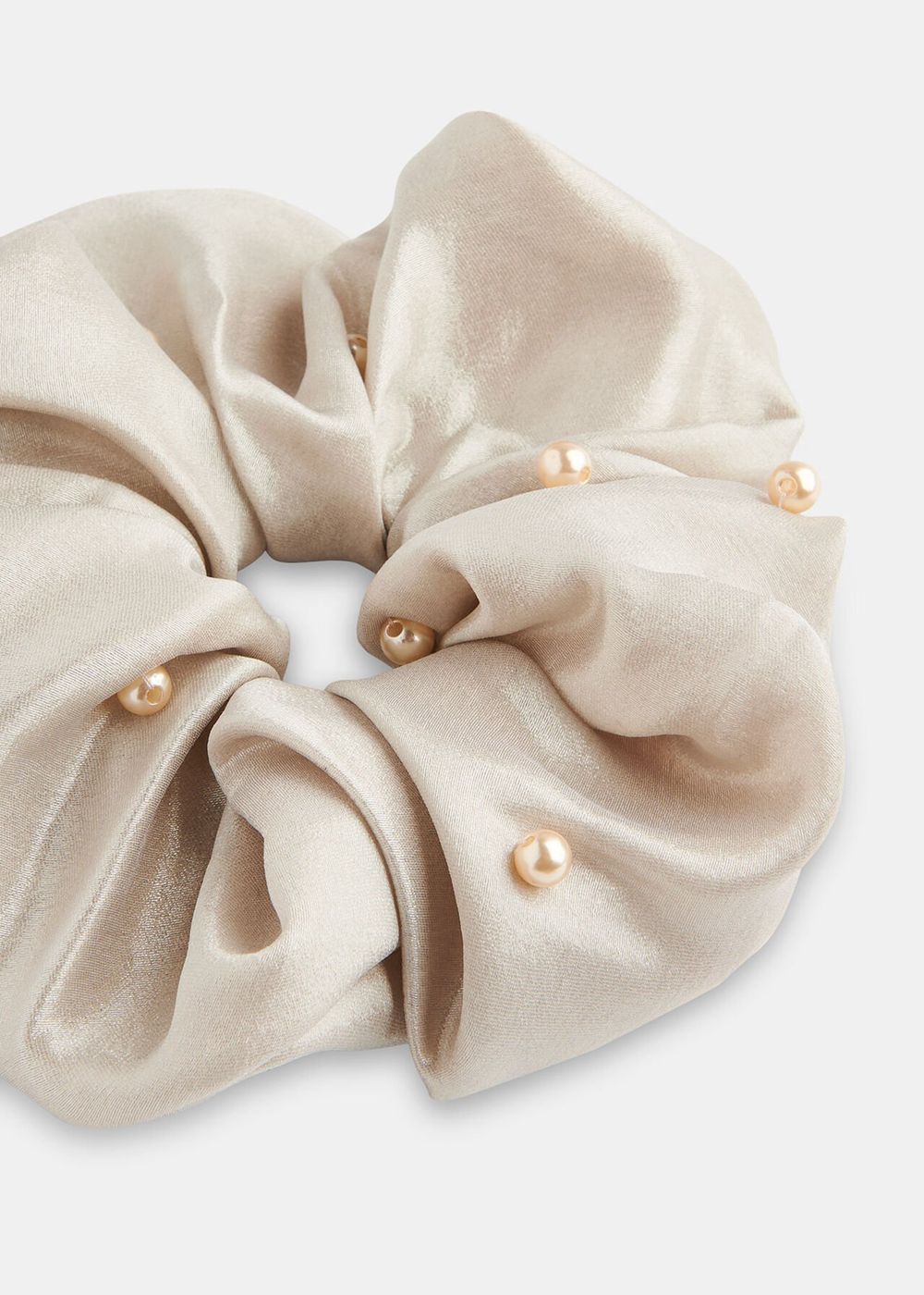 Whistles Large Beaded Scrunchie Grey Brown | US-01943HTON