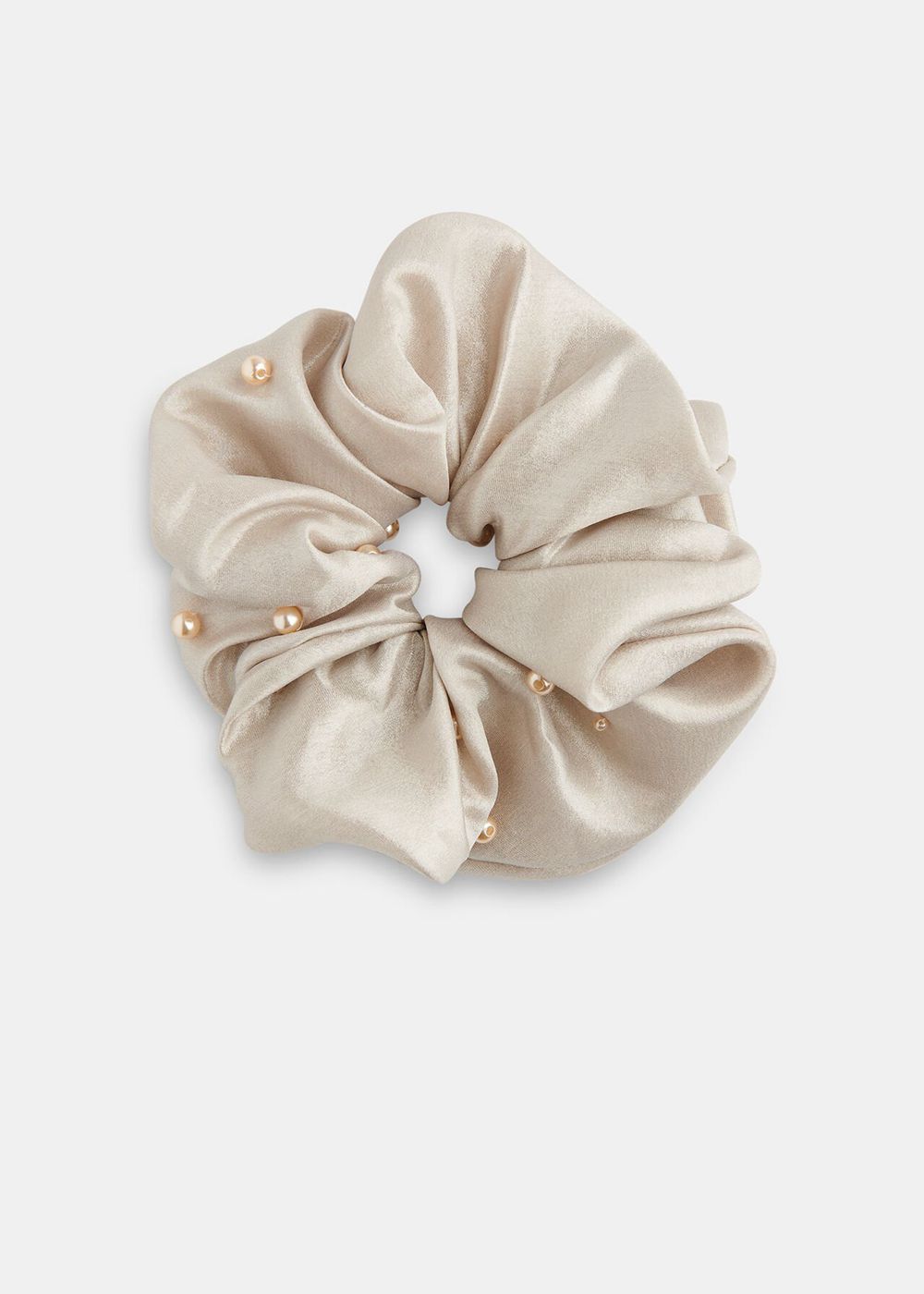 Whistles Large Beaded Scrunchie Grey Brown | US-01943HTON