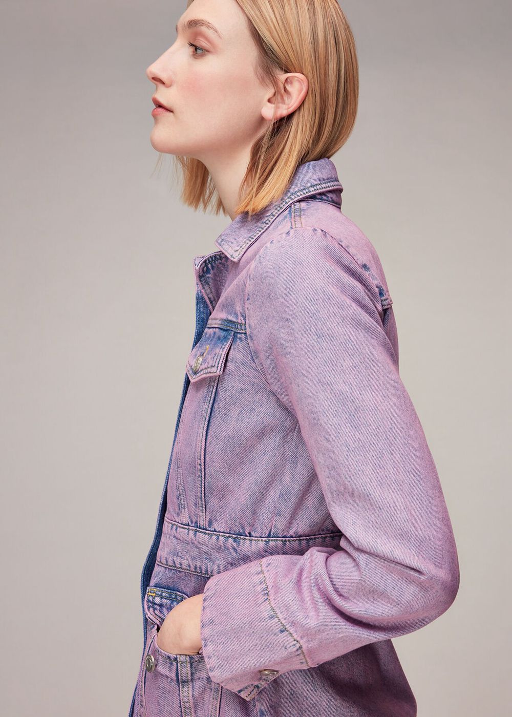 Whistles Laura 4 Pocket Denim Jacket Purple | US-04712YZPS