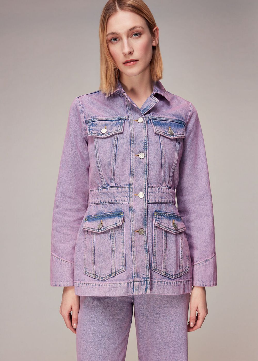 Whistles Laura 4 Pocket Denim Jacket Purple | US-04712YZPS