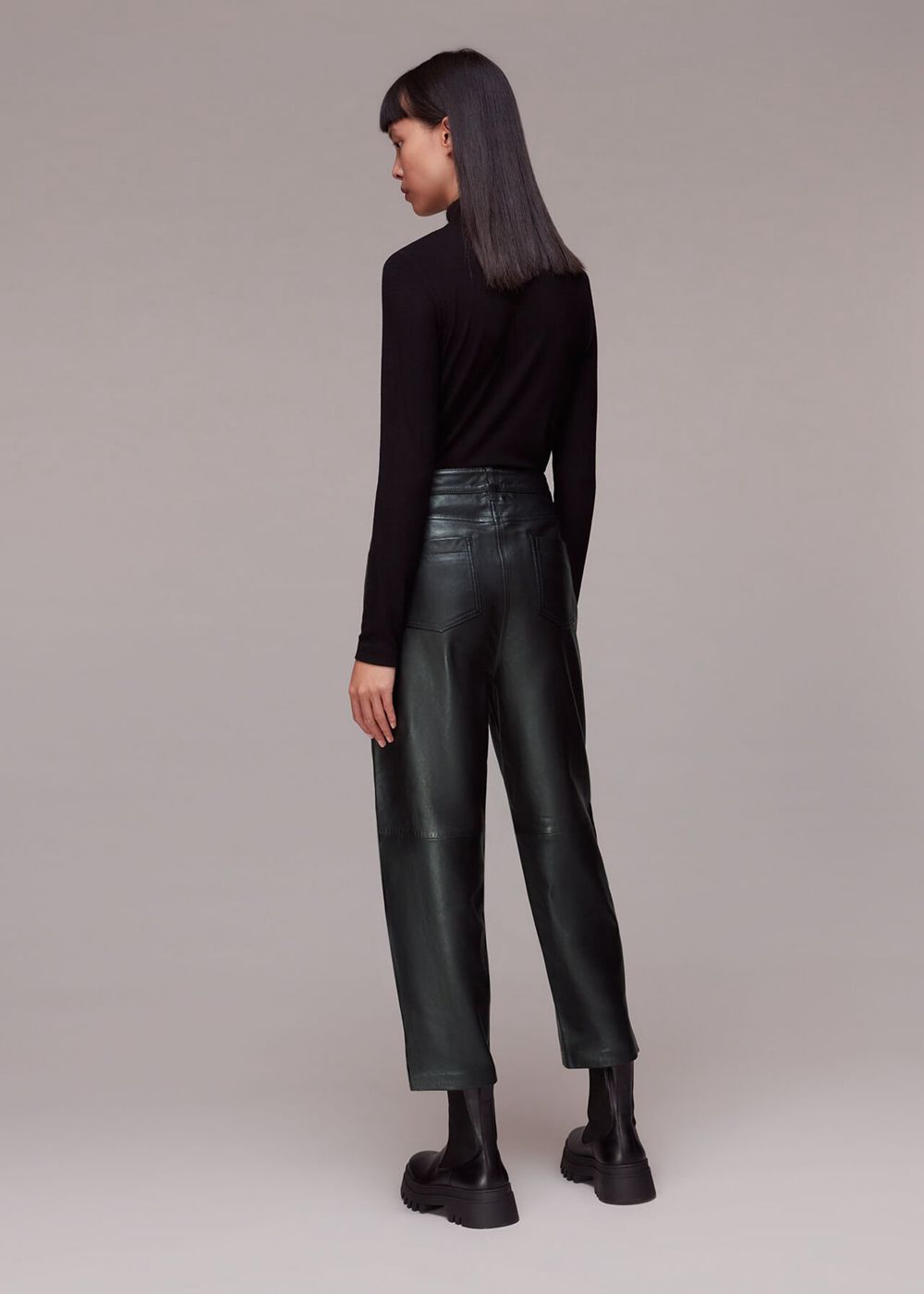 Whistles Laura Leather Pants Black | US-18237KOVP