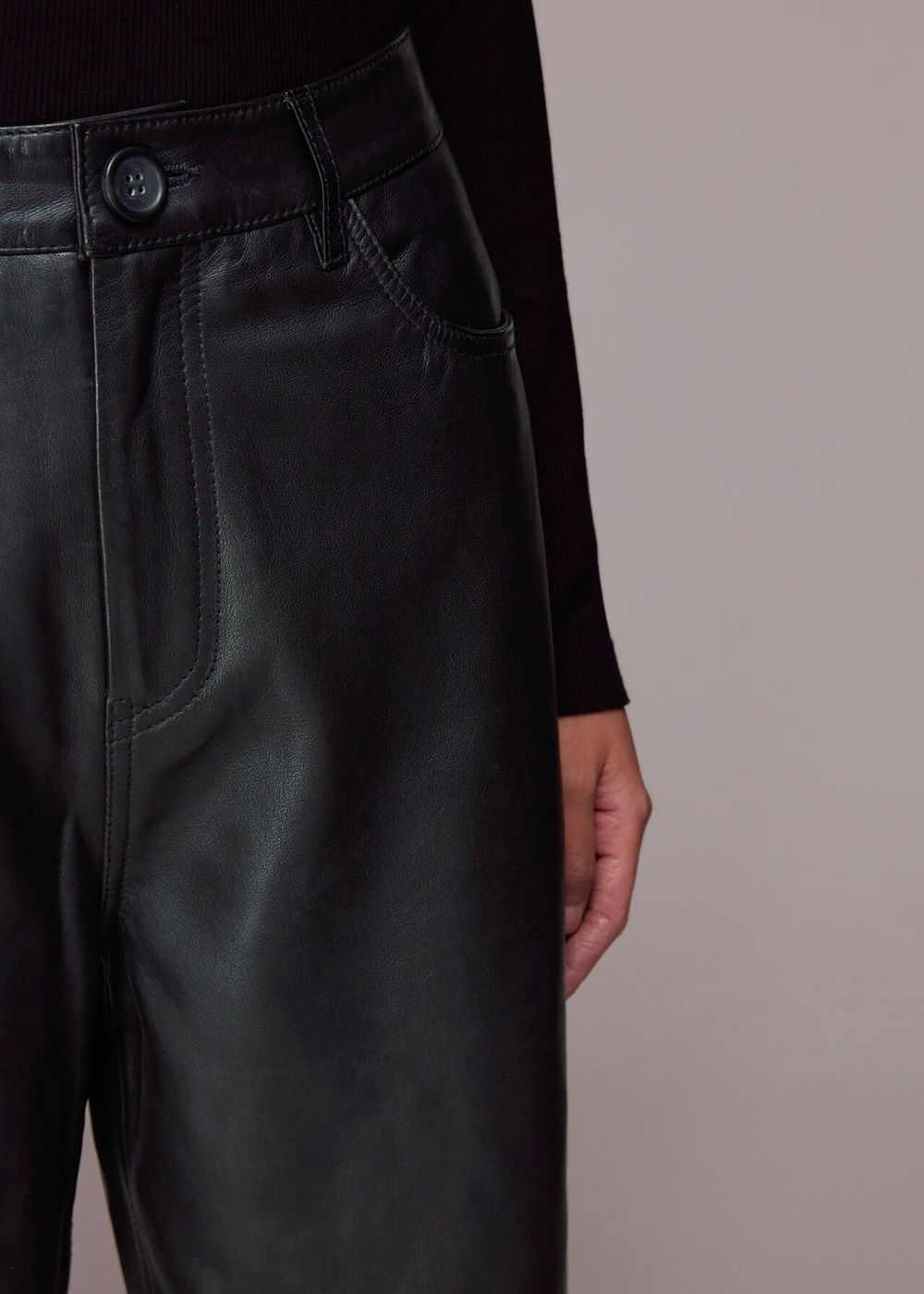 Whistles Laura Leather Pants Black | US-18237KOVP