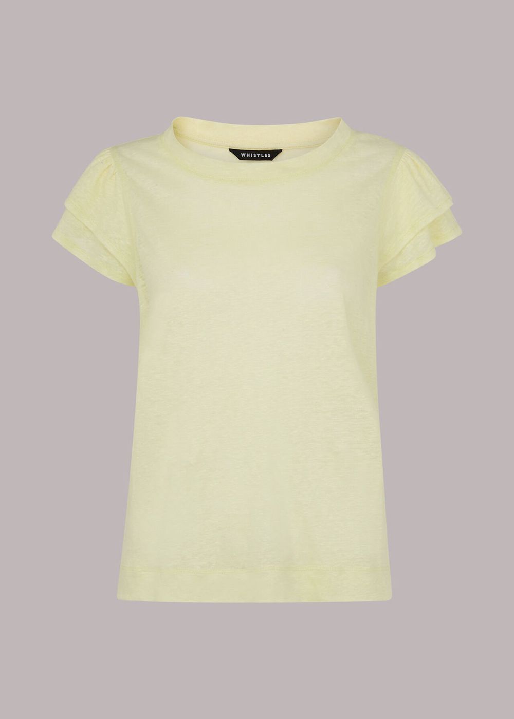 Whistles Laura Linen Frill Sleeve Top Yellow | US-61589FCNB