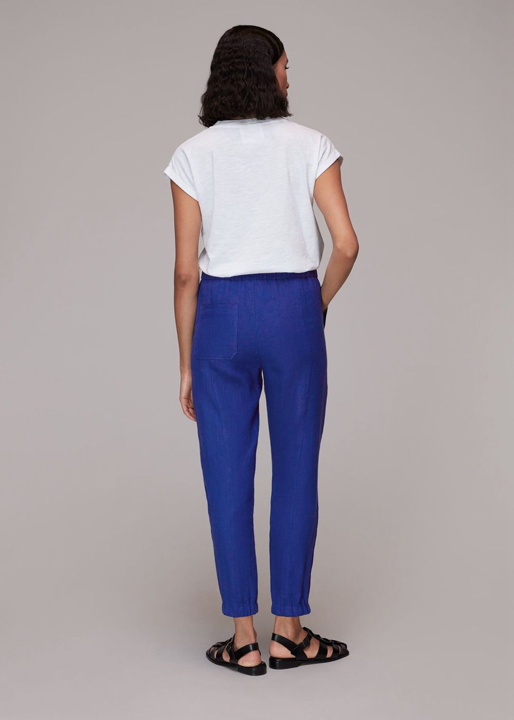 Whistles Laura Linen Joggers Blue | US-73169PXOH