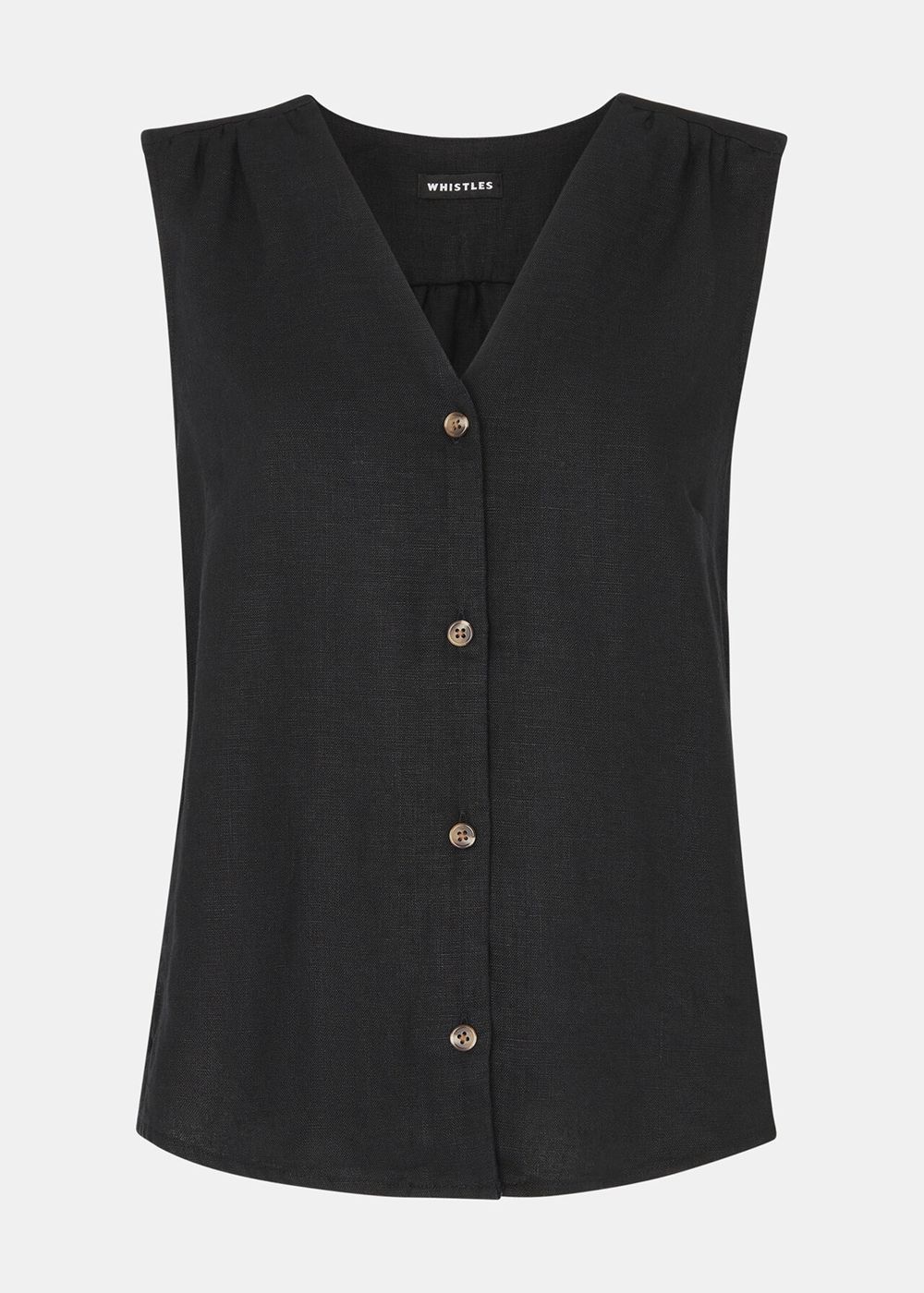 Whistles Laura Linen Tank Top Black | US-06859RSBQ