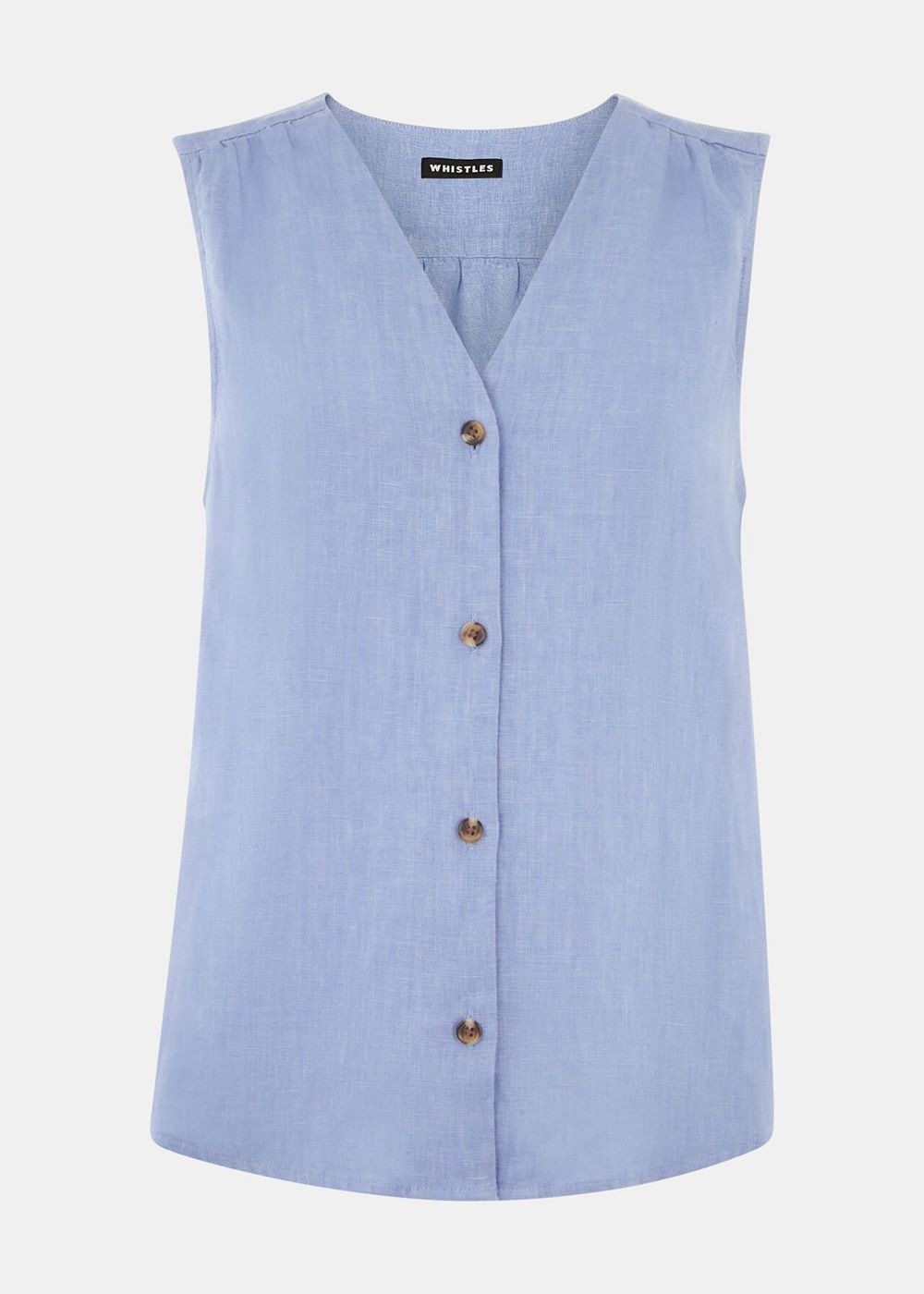 Whistles Laura Linen Tank Top Blue | US-73561ZEMD