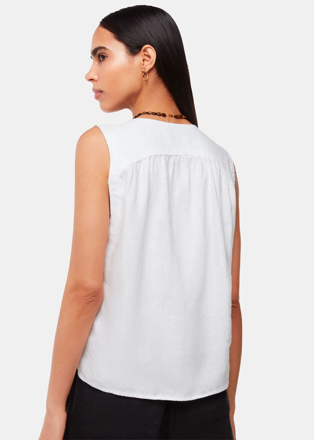 Whistles Laura Linen Tank Top White | US-42098HWGI