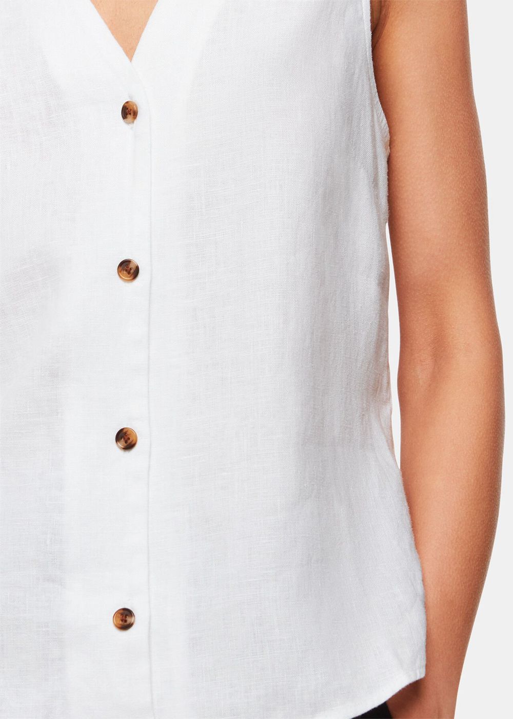 Whistles Laura Linen Tank Top White | US-42098HWGI