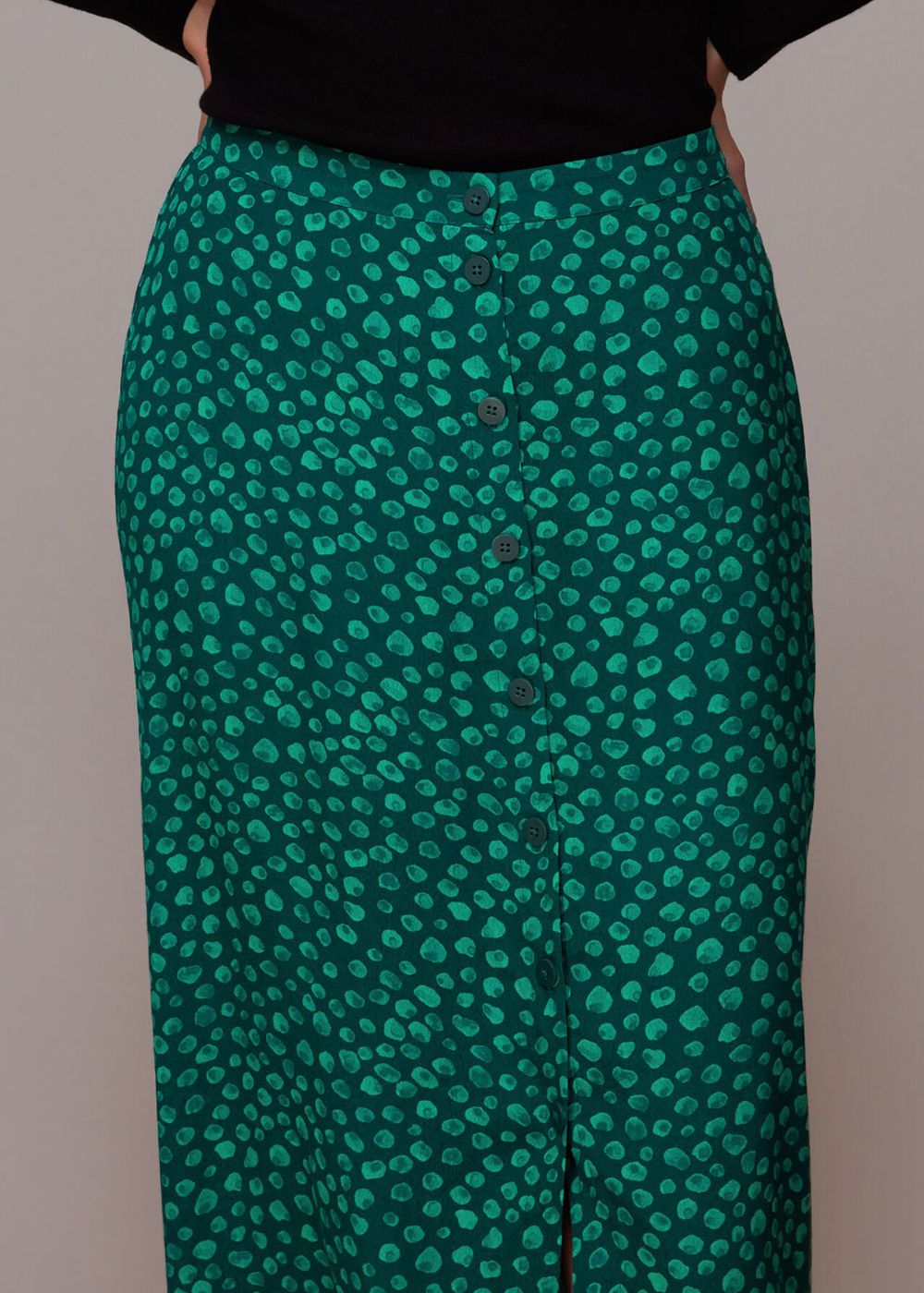 Whistles Lava Spot Button Through Skirts Green / Multicolor | US-81925EDCN