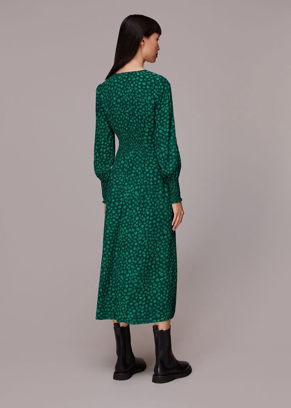 Whistles Lava Spot Print Midi Dress Green / Multicolor | US-32069RDYZ