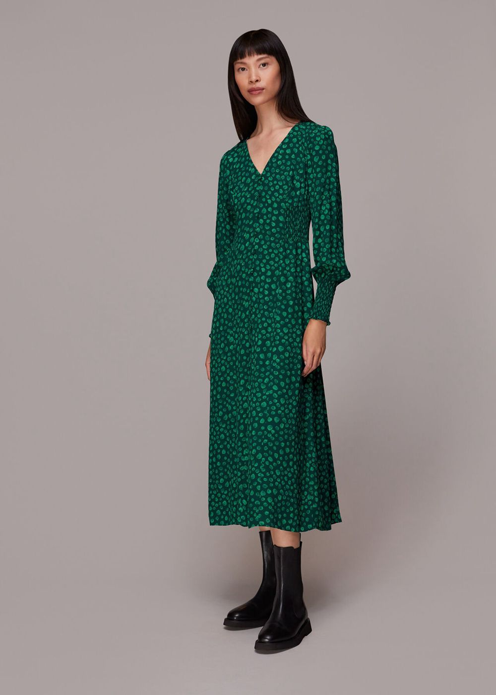 Whistles Lava Spot Print Midi Dress Green / Multicolor | US-32069RDYZ