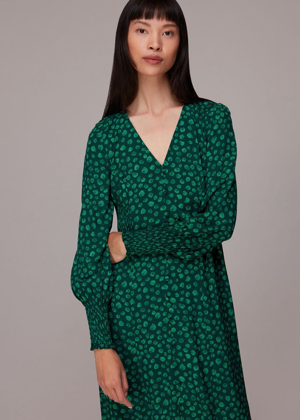 Whistles Lava Spot Print Midi Dress Green / Multicolor | US-32069RDYZ