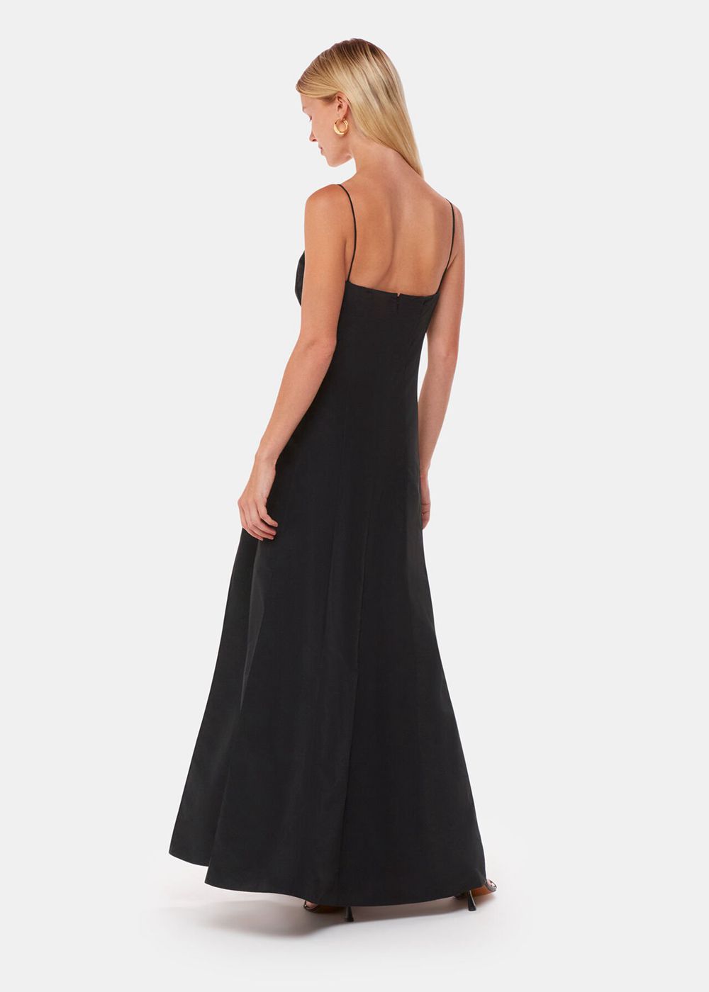 Whistles Laverne Taffeta Maxi Dress Black | US-81607AEVO