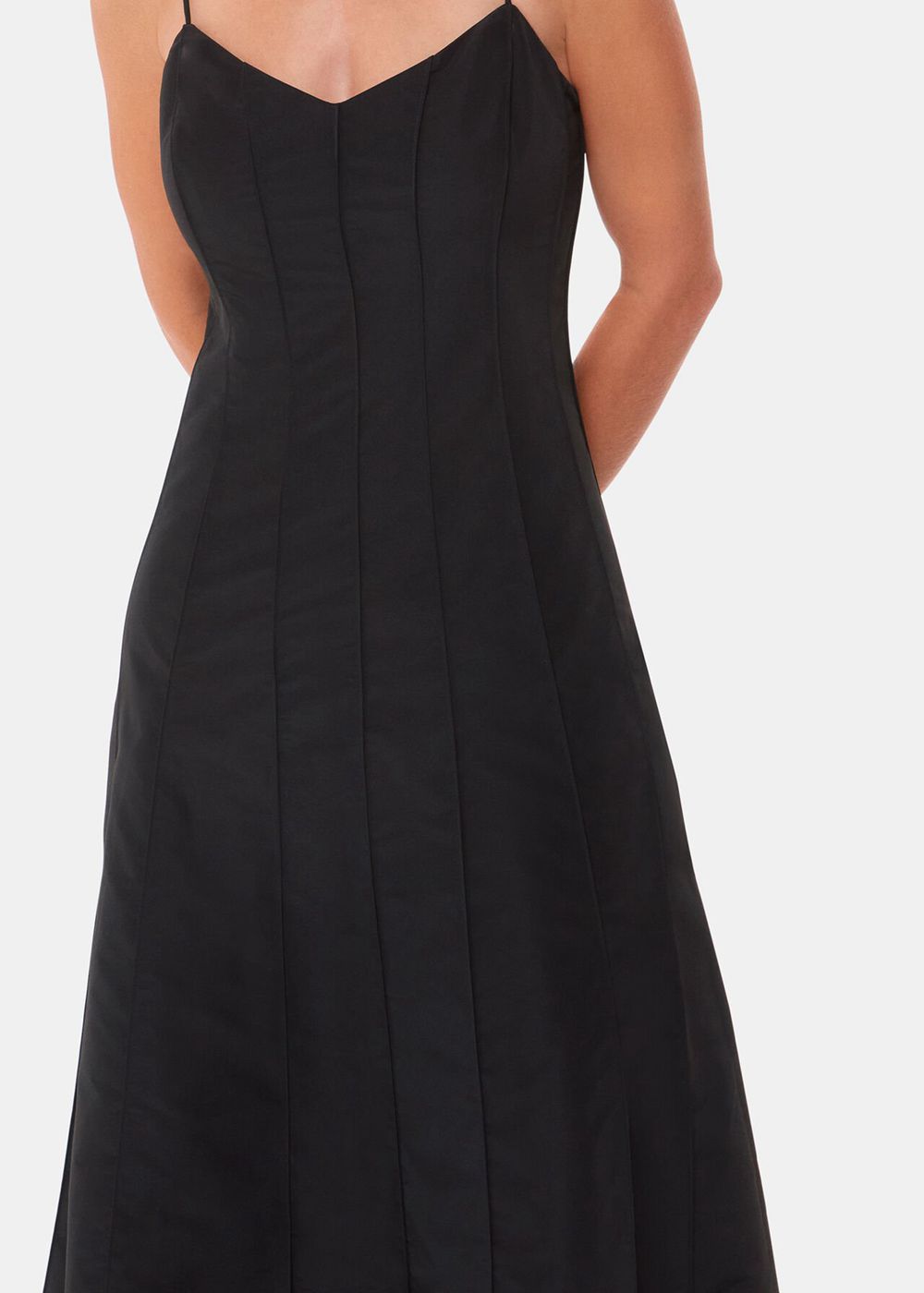 Whistles Laverne Taffeta Maxi Dress Black | US-81607AEVO