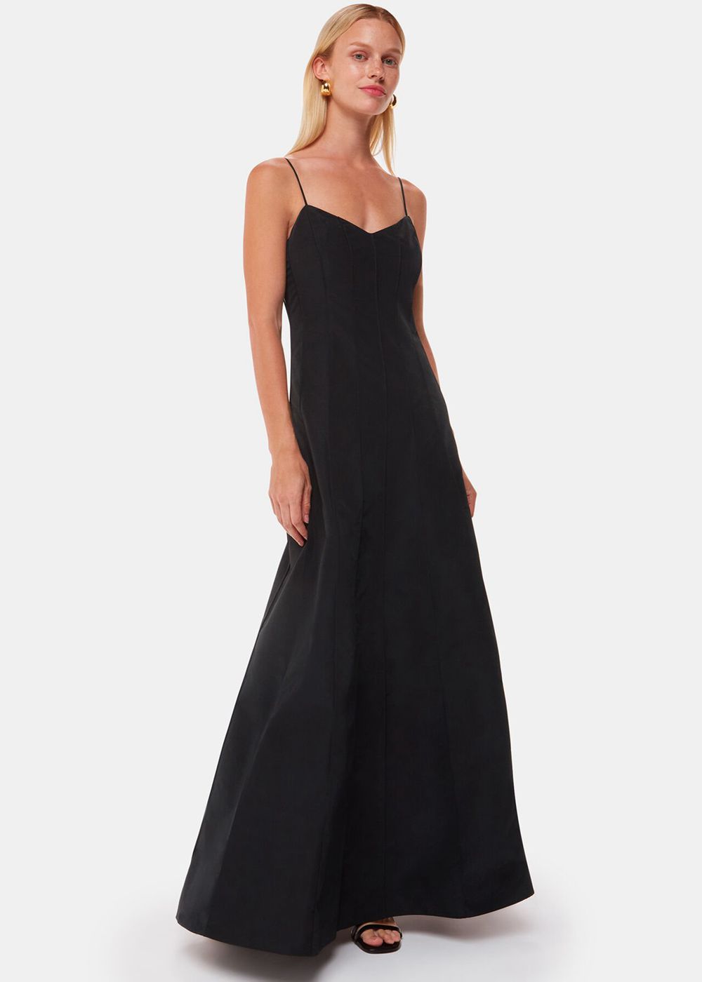 Whistles Laverne Taffeta Maxi Dress Black | US-81607AEVO