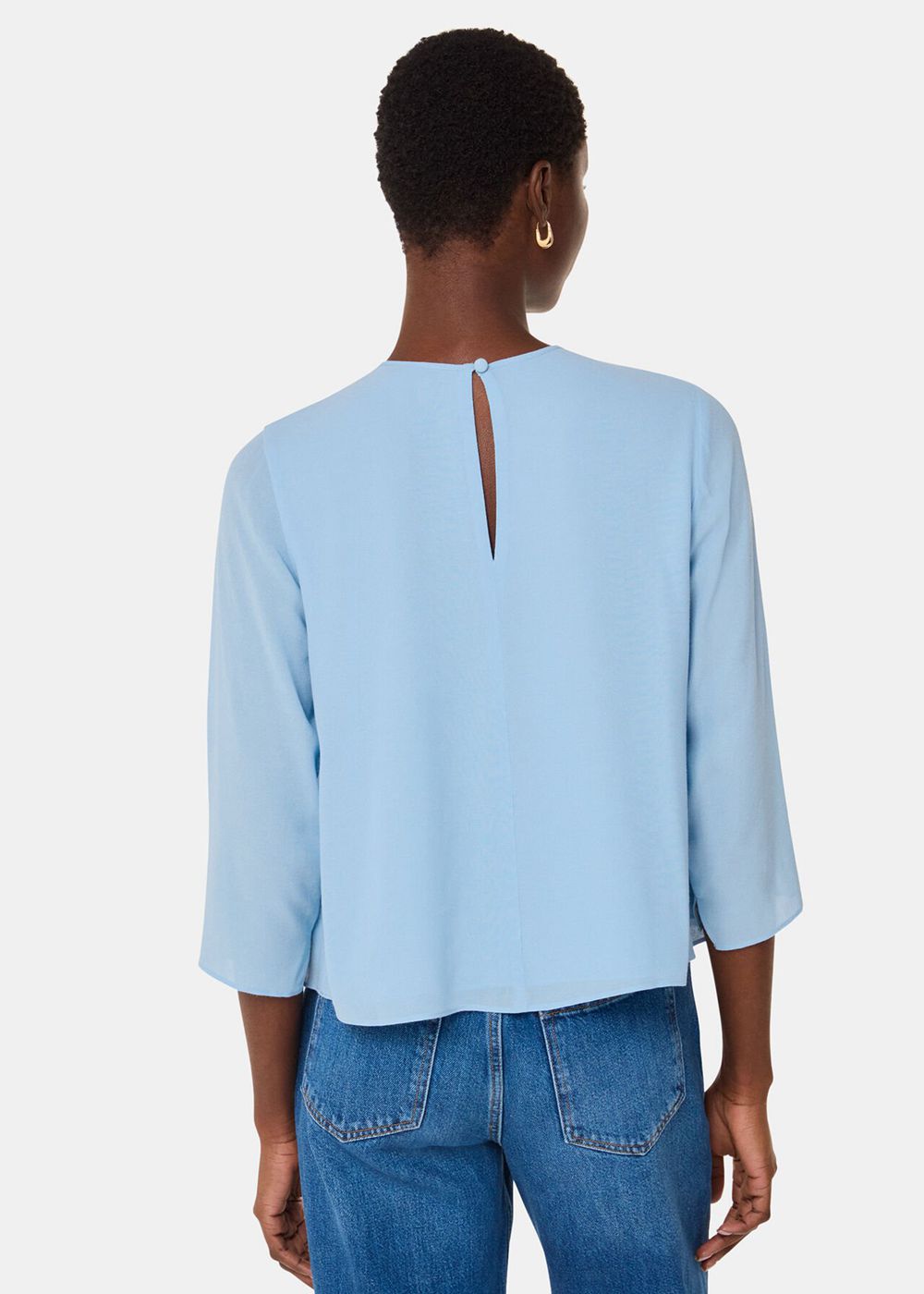 Whistles Laya Gather Detail Blouse Blue | US-15486PWJS