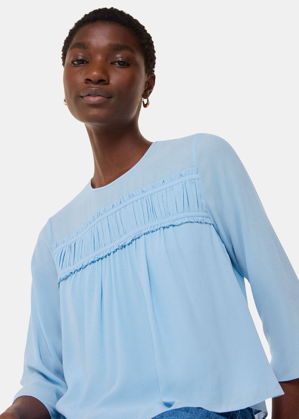 Whistles Laya Gather Detail Blouse Blue | US-15486PWJS