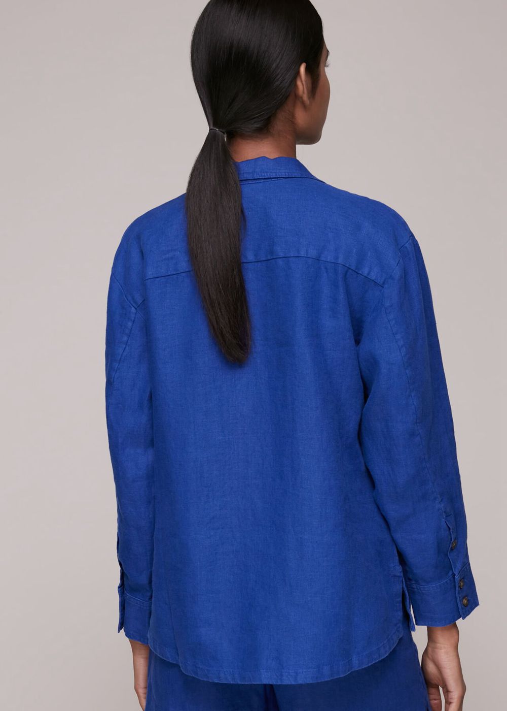 Whistles Layla Linen Shirts Blue | US-19608RTWY