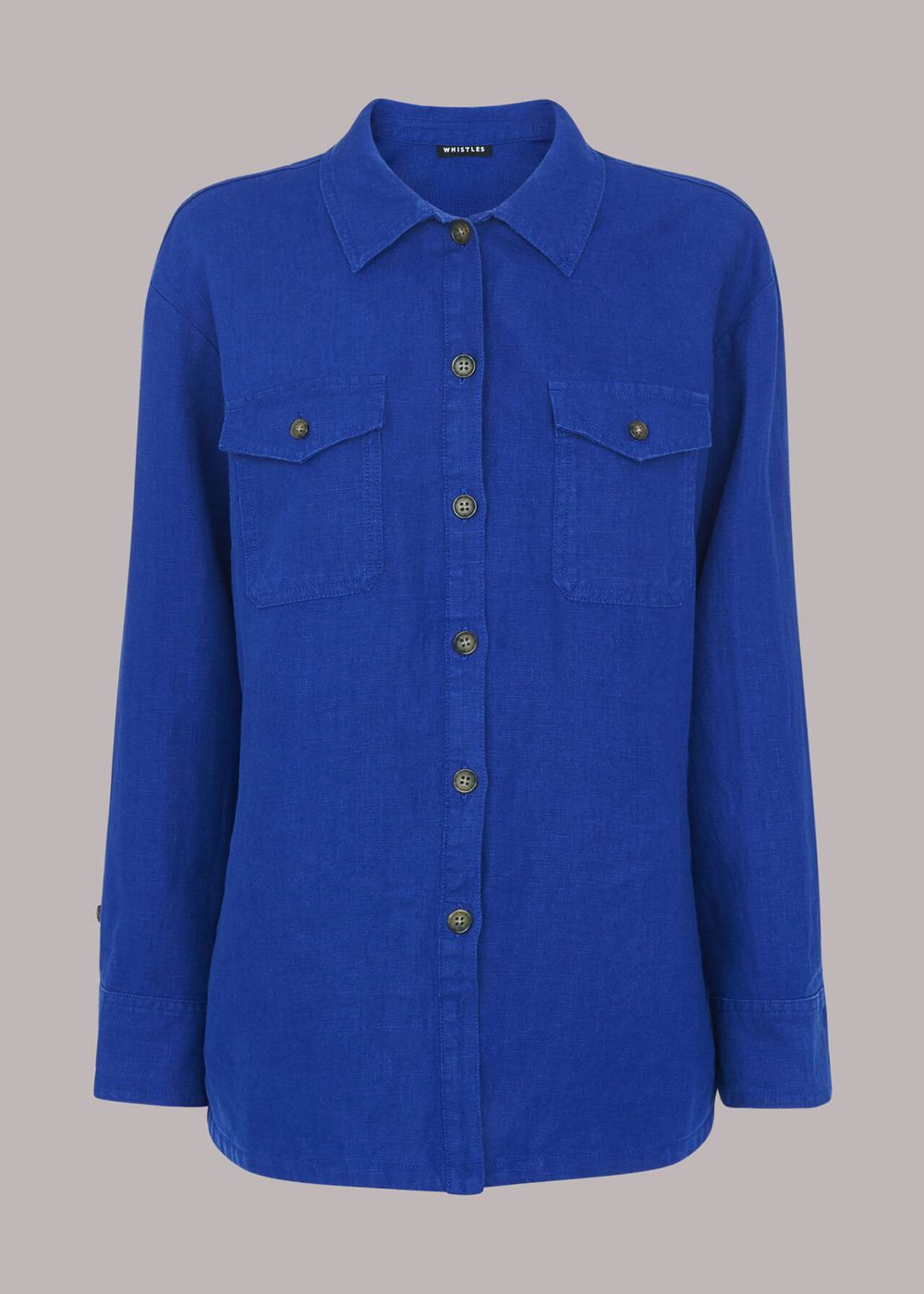 Whistles Layla Linen Shirts Blue | US-19608RTWY