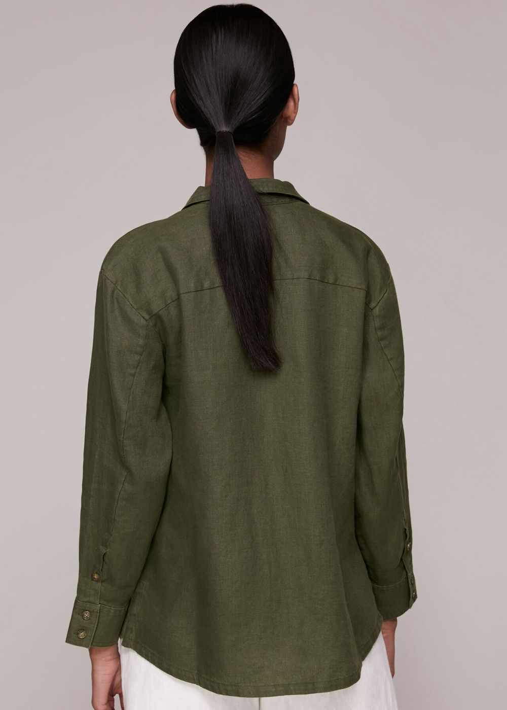 Whistles Layla Linen Shirts Khaki | US-39508PRJC