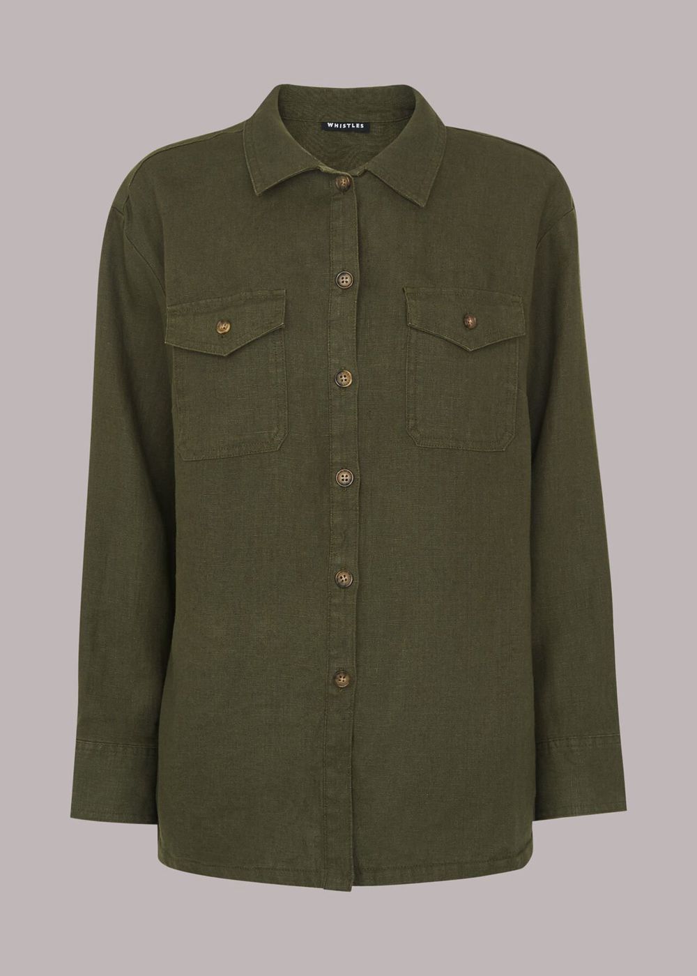 Whistles Layla Linen Shirts Khaki | US-39508PRJC