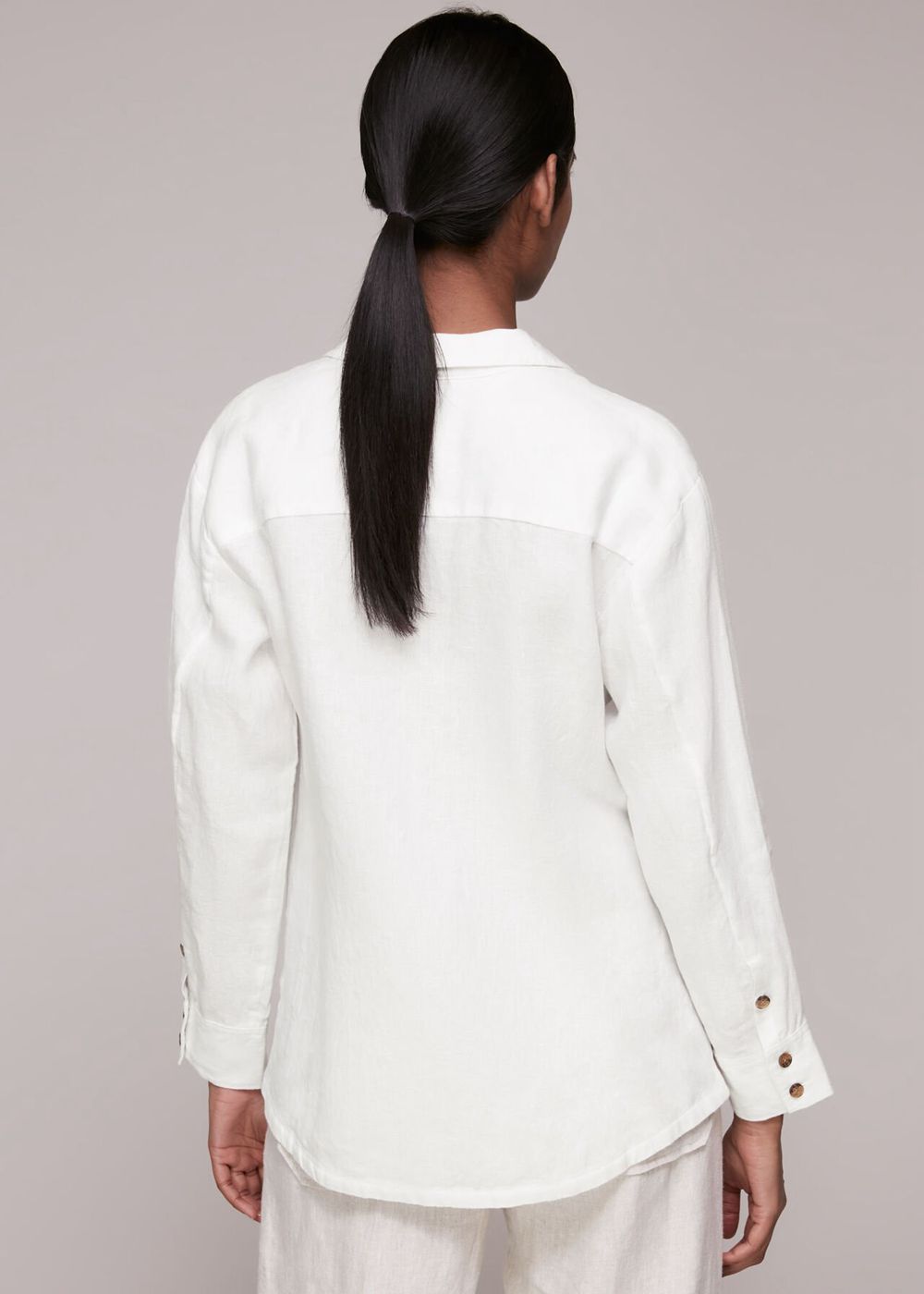 Whistles Layla Linen Shirts White | US-32764SRVL