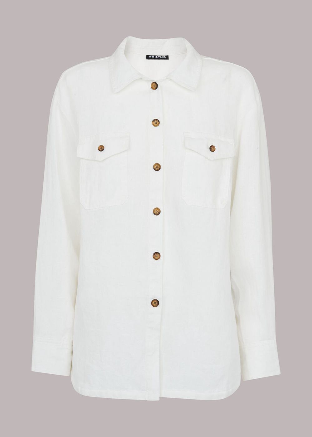 Whistles Layla Linen Shirts White | US-32764SRVL