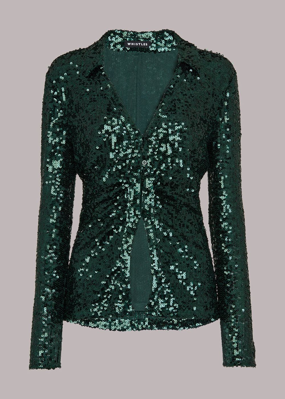 Whistles Layla Sequin Shirts Dark Green | US-32789IHML