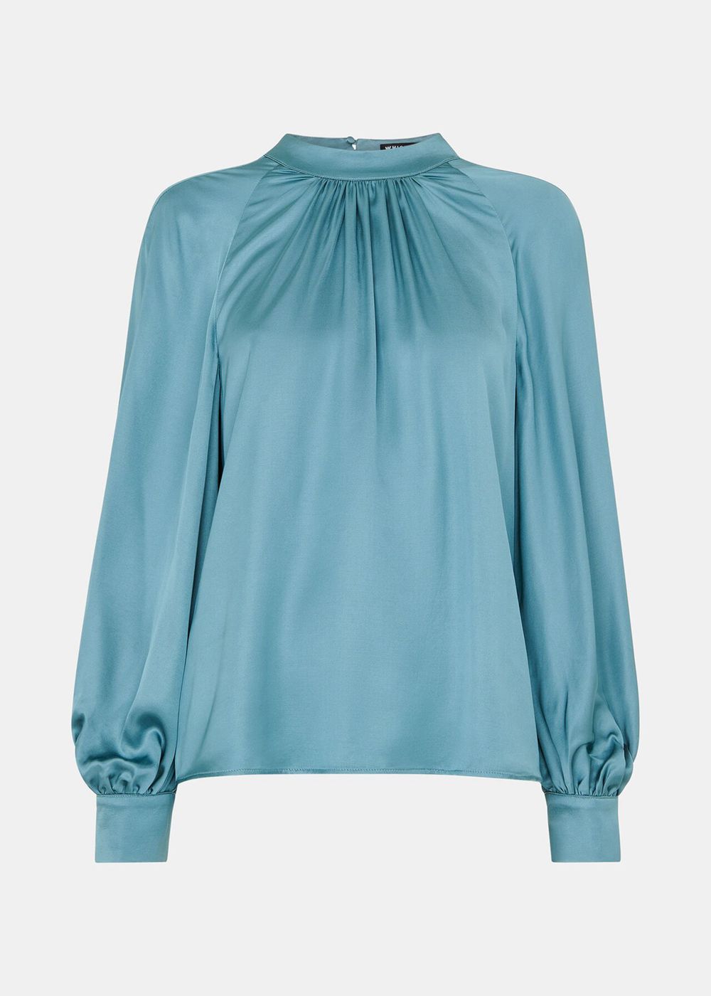 Whistles Lea Satin Blouse Turquoise | US-64371BQMJ