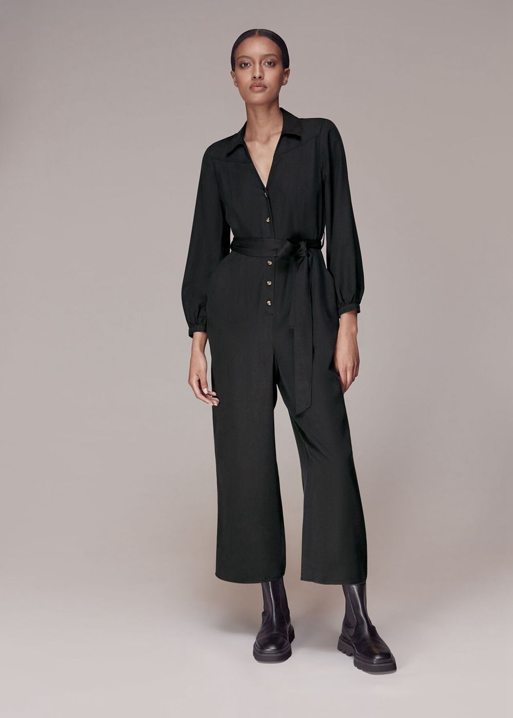 Whistles Leah Jumpsuit Black | US-42875TEFM