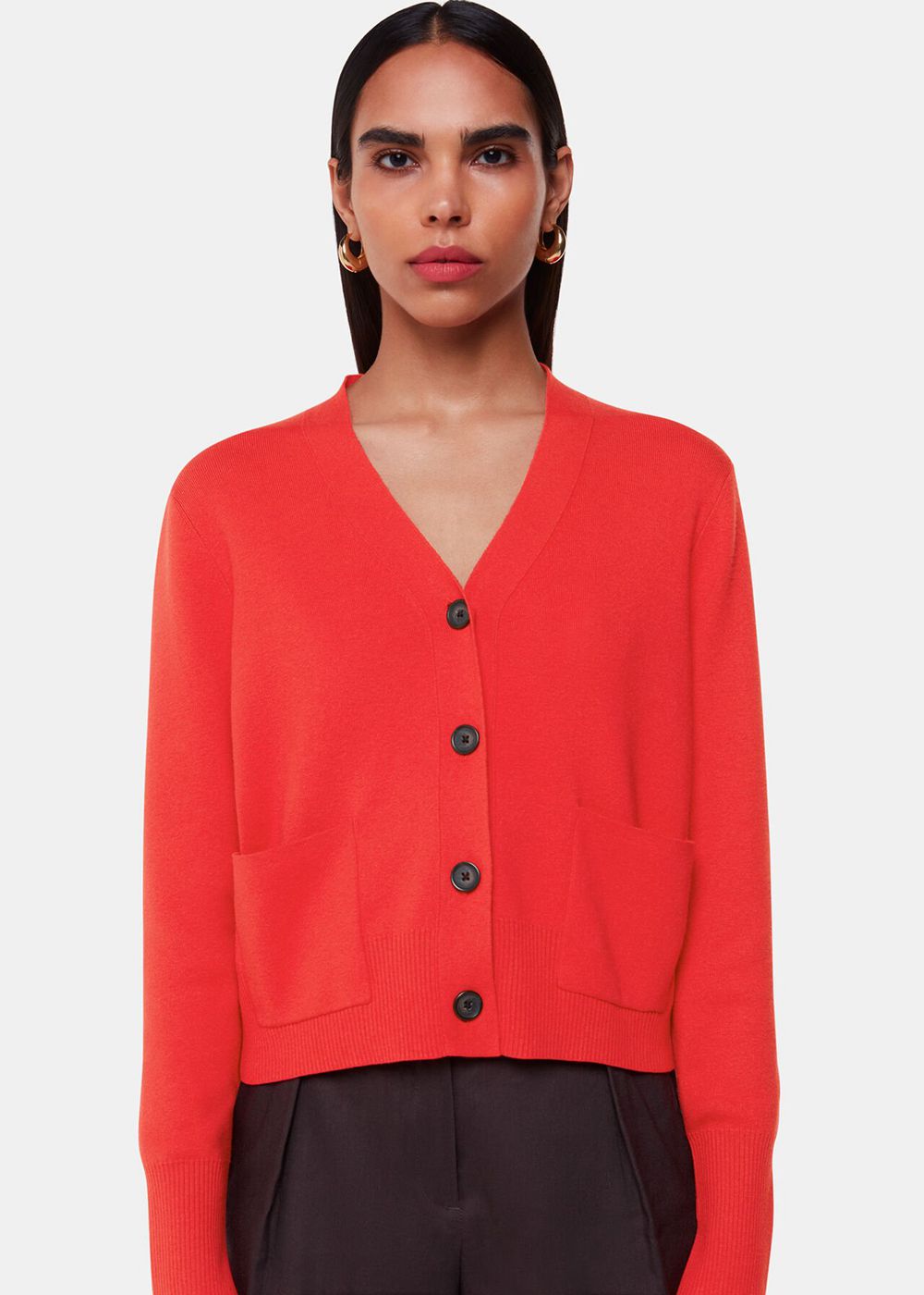 Whistles Leah Pocket Detail Cardigan Red | US-38795YGLJ