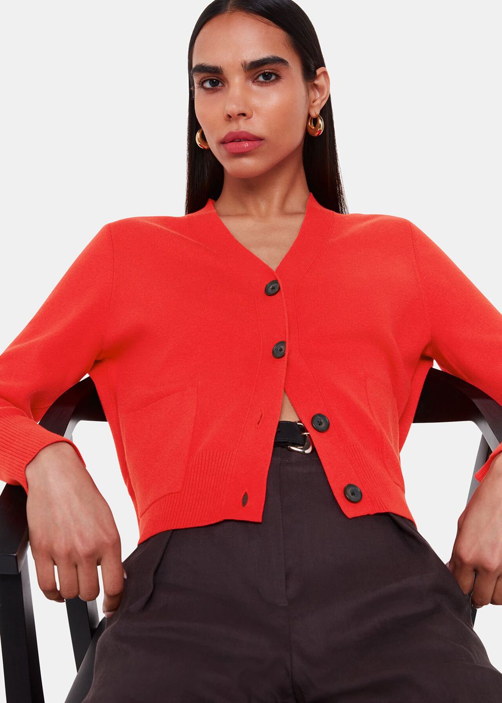 Whistles Leah Pocket Detail Cardigan Red | US-38795YGLJ