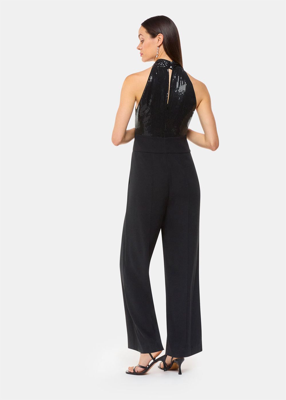 Whistles Leah Sequin Bodice Jumpsuit Black | US-83706IHZG