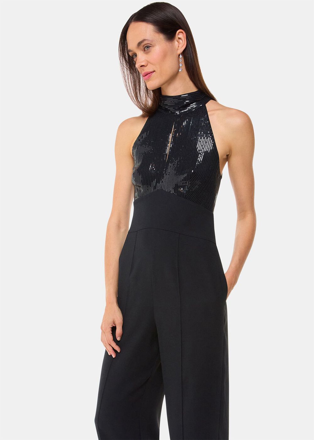 Whistles Leah Sequin Bodice Jumpsuit Black | US-83706IHZG