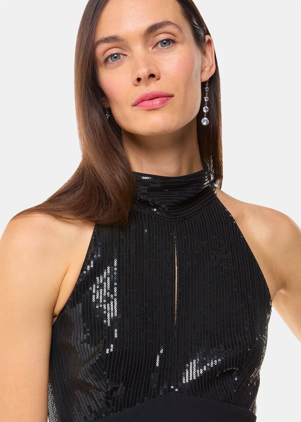 Whistles Leah Sequin Bodice Jumpsuit Black | US-83706IHZG