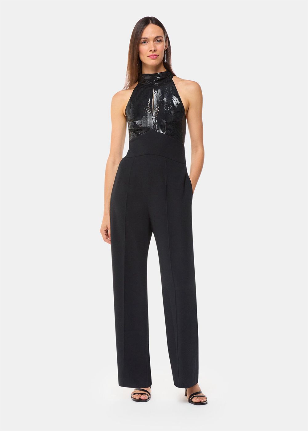 Whistles Leah Sequin Bodice Jumpsuit Black | US-83706IHZG