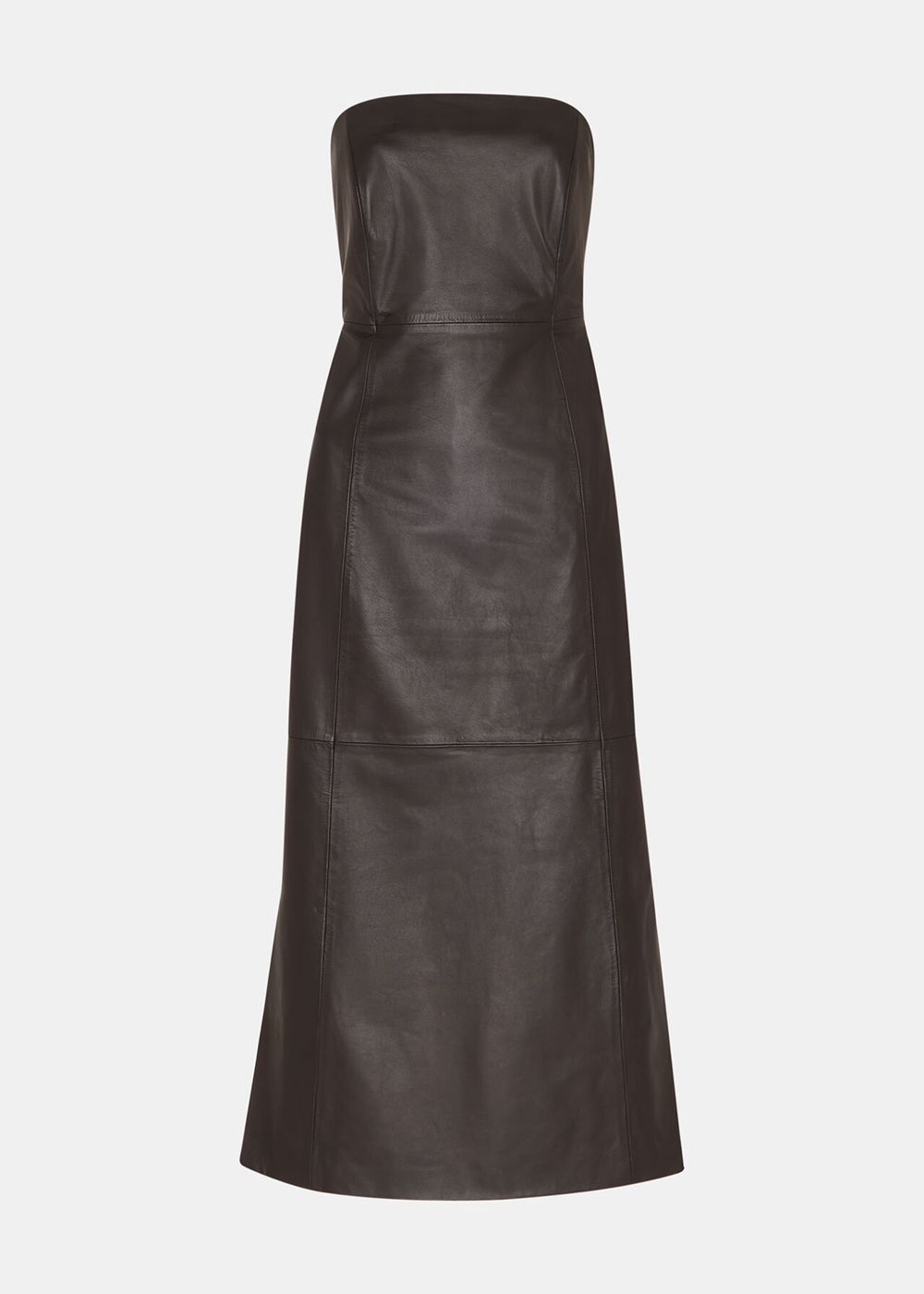 Whistles Leather Bandeau Dress Chocolate | US-05296YILC