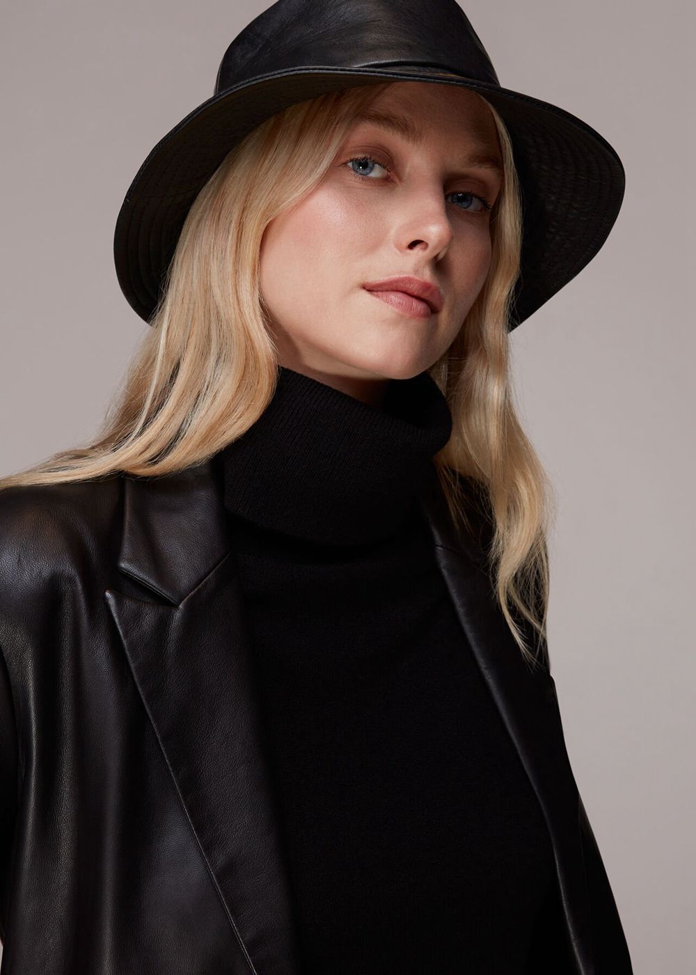 Whistles Leather Bucket Hats Black | US-34762SZOD