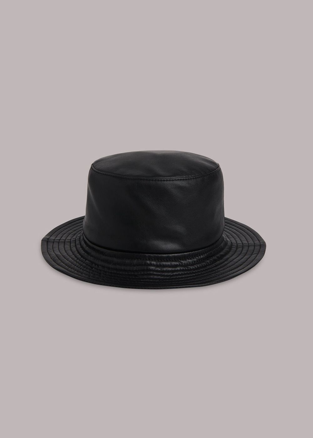 Whistles Leather Bucket Hats Black | US-34762SZOD