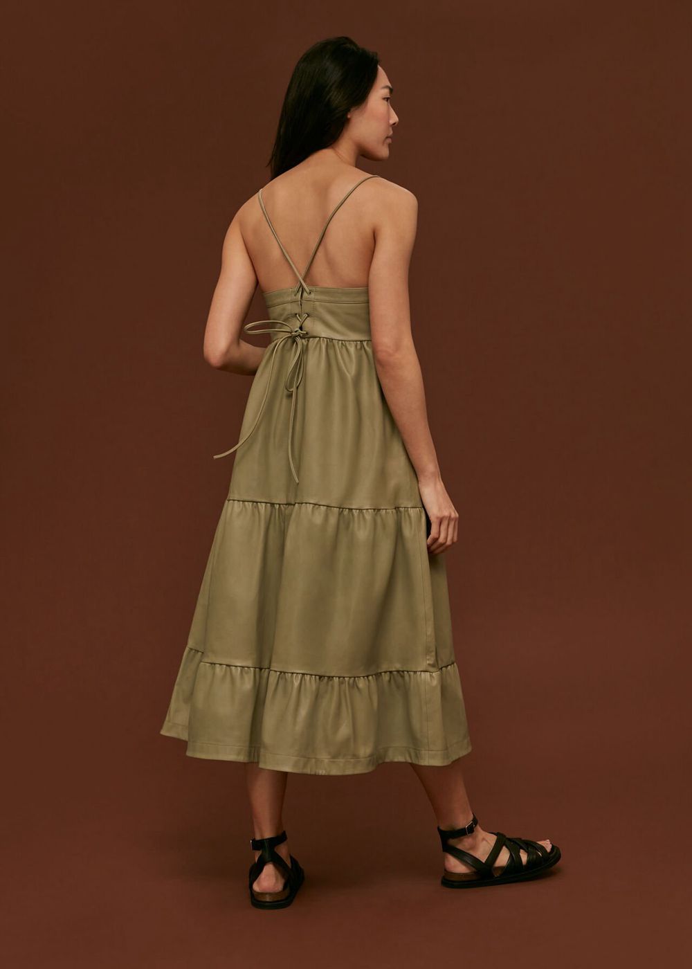 Whistles Leather Dress Green | US-52981CGXA