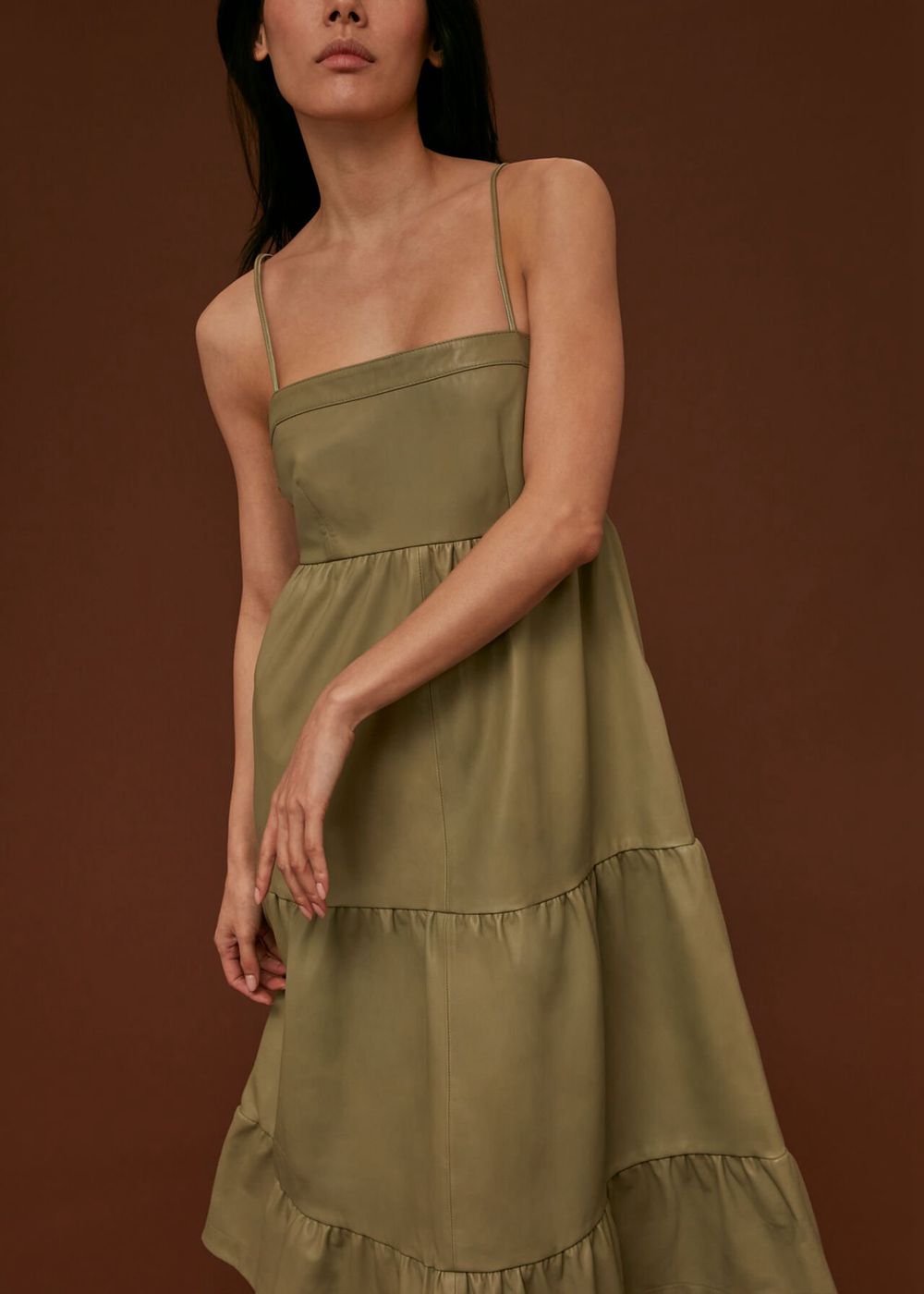 Whistles Leather Dress Green | US-52981CGXA