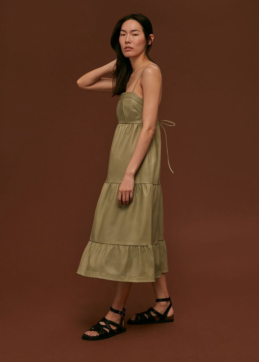 Whistles Leather Dress Green | US-52981CGXA