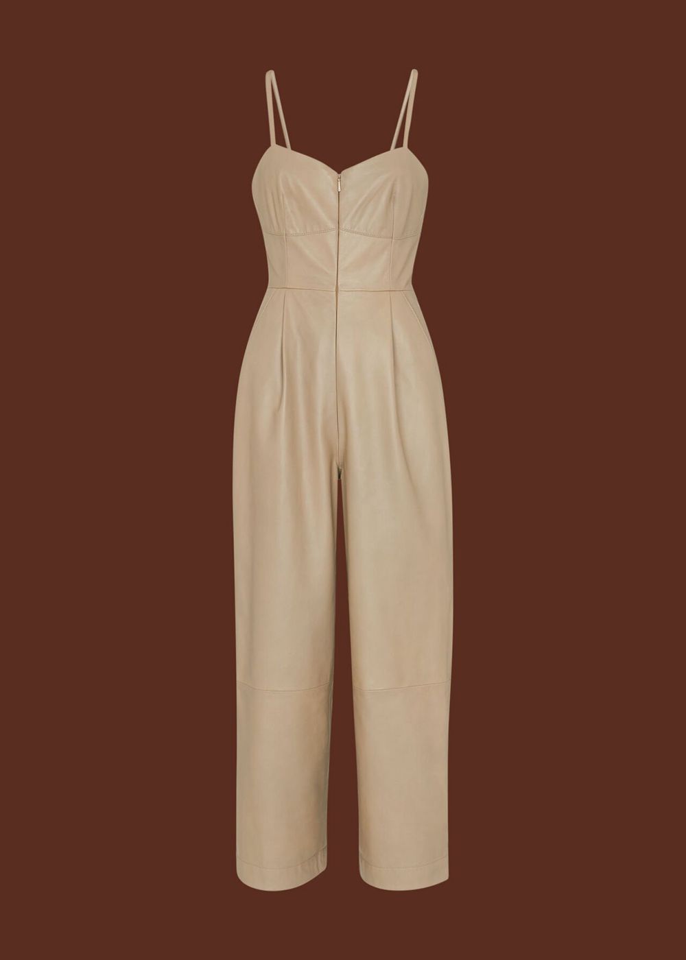 Whistles Leather Jumpsuit Neutral | US-84712NEKV