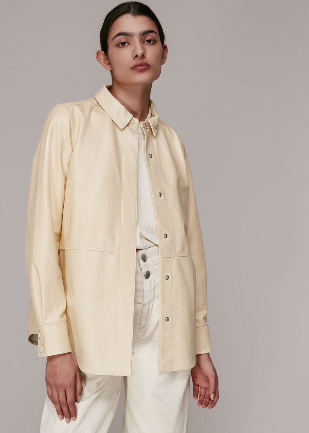 Whistles Leather Panelled Shirts Yellow | US-57269ADBP