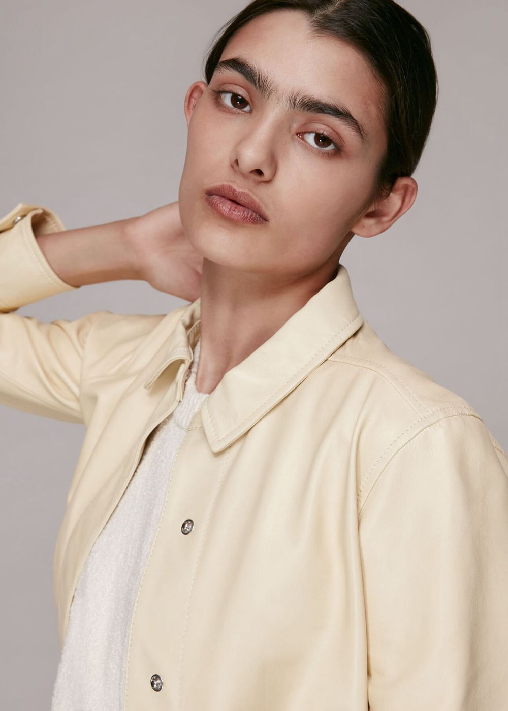 Whistles Leather Panelled Shirts Yellow | US-57269ADBP